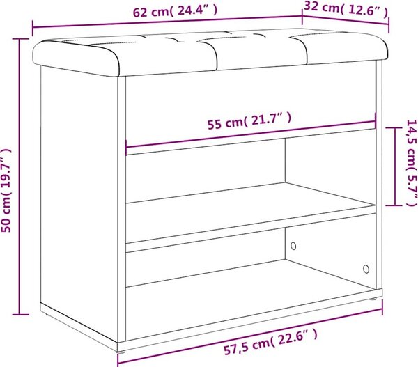 VidaXL Lavice s botníkem 62x32x50 cm Engineered Wood [835097] Barva: dub artisan