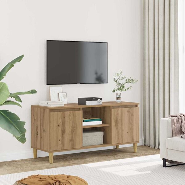 VidaXL TV skříňka s nohami z masivního dřeva 103,5x35x50 cm [862584] Barva: Černý dub