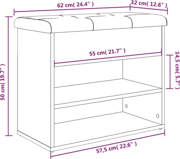 VidaXL Lavice s botníkem 62x32x50 cm Engineered Wood [835097] Barva: dub artisan