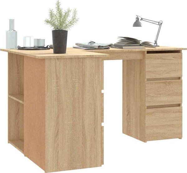 VidaXL Rohový psací stůl 145x100x76 cm kompozitní dřevo [801092] Barva: Bílá