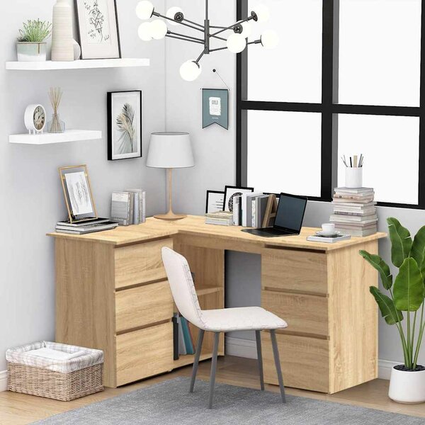 VidaXL Rohový psací stůl 145x100x76 cm kompozitní dřevo [801092] Barva: Bílá