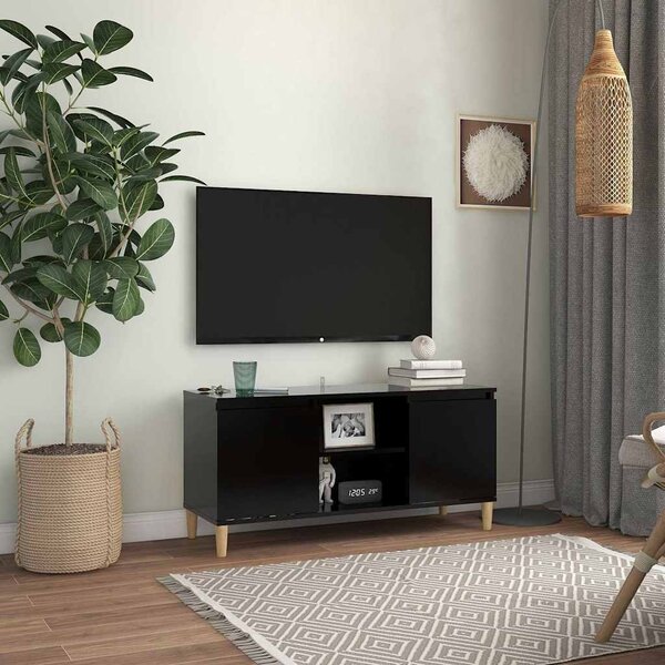 VidaXL TV skříňka s nohami z masivního dřeva 103,5x35x50 cm [862584] Barva: Černý dub