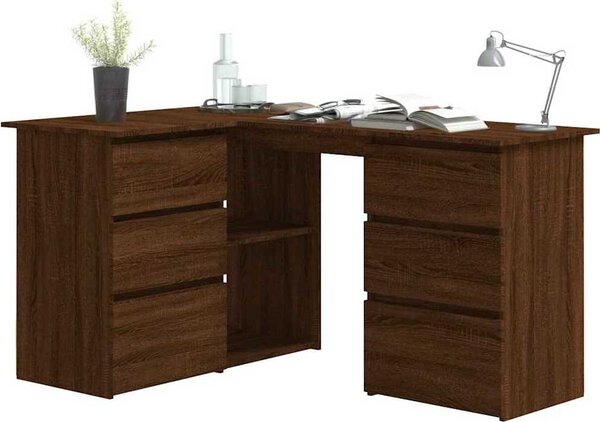 VidaXL Rohový psací stůl 145x100x76 cm kompozitní dřevo [801092] Barva: Bílá