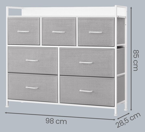 KOMODA, bílá, světle šedá, 98/85/28,5 cm Boxxx - Šuplíkové komody, Online Only