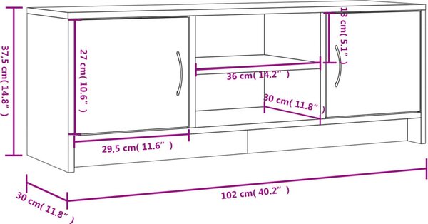 VidaXL TV stolek 102 x 30 x 37,5 cm, dřevo [823256] Barva: dub sonoma