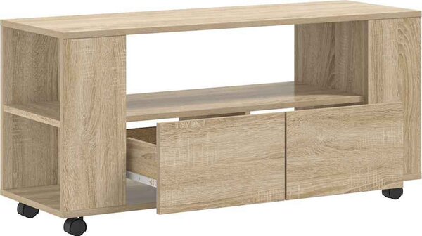 VidaXL TV skříňka na kolečkách 102 x 34,5 x 43 cm kompozit [833747] Barva: Bílá