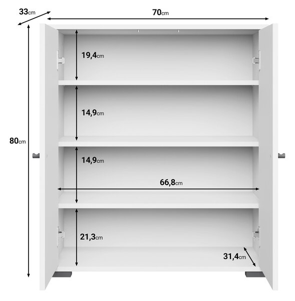 BOTNÍK, bílá, 70/80/33 cm P & B - Online Only šatny & botníky, Online Only
