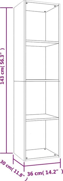 VidaXL Knihovna / TV skříňka 36x30x143 cm kompozit [800147] Barva: Černý dub