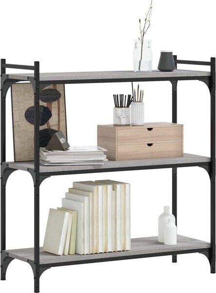 VidaXL Knihovna se 3 policemi 80 x 30 x 86 cm kompozitní dřevo [837668] Barva: šedá sonoma