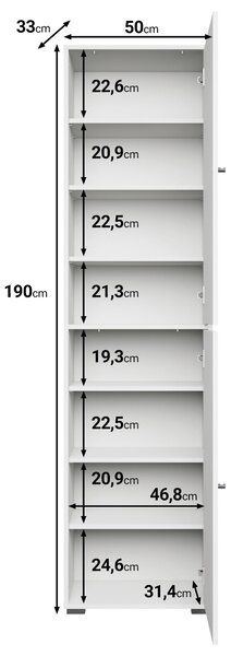 BOTNÍK, bílá, 50/190/33 cm P & B - Online Only šatny & botníky, Online Only