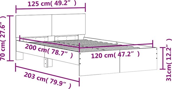VidaXL Rám postele s čelem 120 x 200 cm Kompozitní dřevo [3207496] Barva: Černá