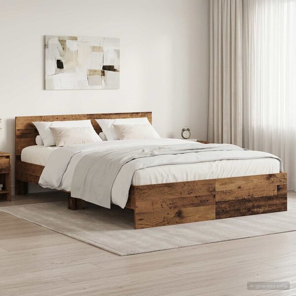 VidaXL Rám postele s čelem 140 x 190 cm Kompozitní dřevo [3207497] Barva: Staré dřevo