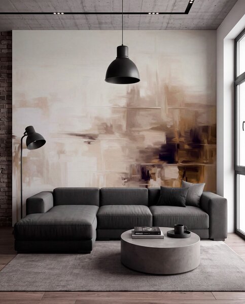 Fototapety Abstraktní texturovaná imitace krajinomalby s hnědými a bílými tahy štětcem, moderní styl, Fototapety abstraktní, w09422v1 : uwalls.cz