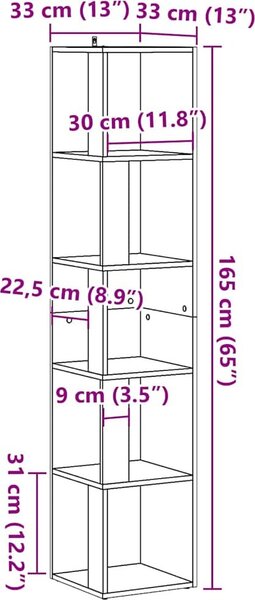 VidaXL Corner Cabinet 33 x 33 x 165 cm Engineered wood [856725] Barva: dub artisan