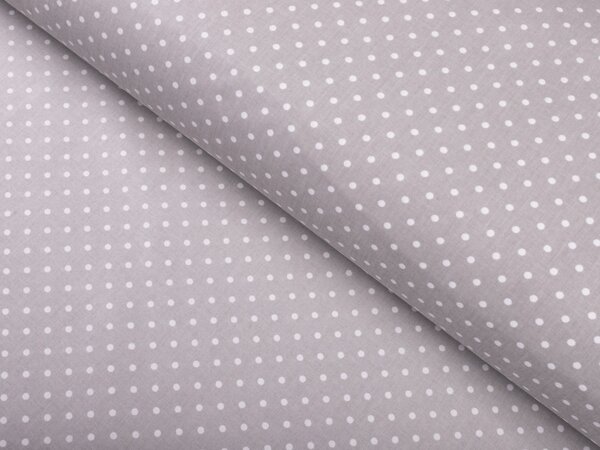 Bavlněná látka/plátno Sandra SA-299 Bílé puntíky na šedém - šířka 160 cm