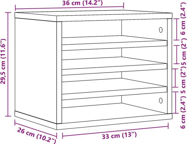 VidaXL Organizér na stůl 36 x 26 x 29,5 cm [848046] Barva: šedá sonoma