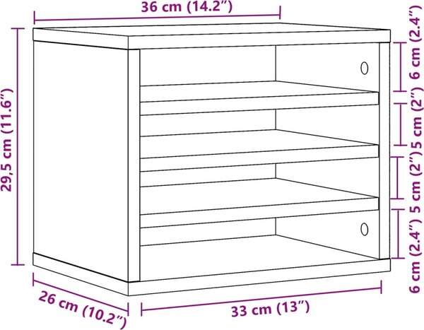 VidaXL Organizér na stůl 36 x 26 x 29,5 cm [848046] Barva: šedá sonoma