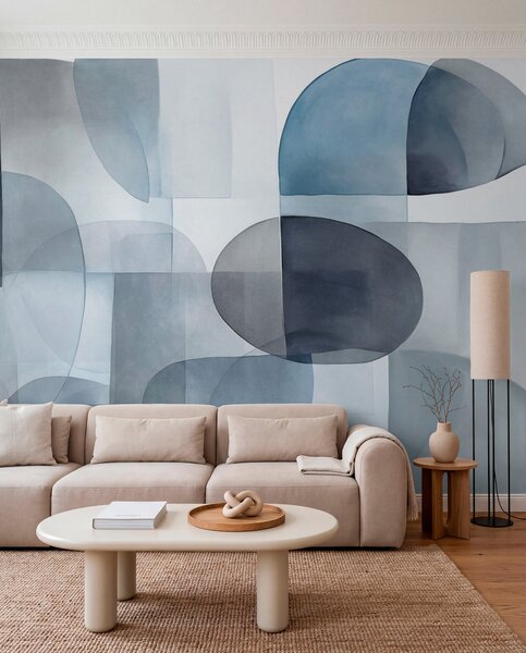 Fototapety Abstraktní texturované tvary v odstínech šedé a modré, tlumené tóny, minimalistická, Fototapety abstraktní, w09467v1 : uwalls.cz