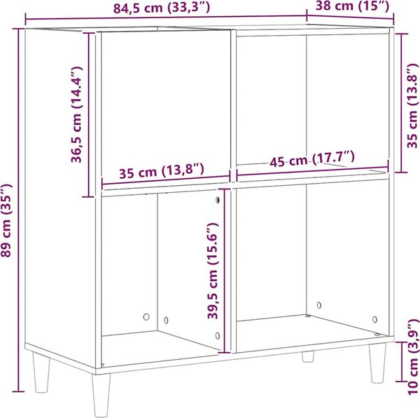VidaXL Skříňka na LP desky 84,5 x 38 x 89 cm kompozitní dřevo [862870] Barva: Černý dub