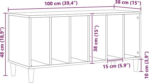 VidaXL Skříňka na LP desky 100 x 38 x 48 cm kompozitní dřevo [862868] Barva: Bílá