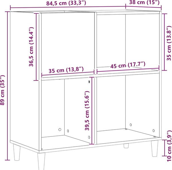 VidaXL Skříňka na LP desky 84,5 x 38 x 89 cm kompozitní dřevo [862870] Barva: Černý dub
