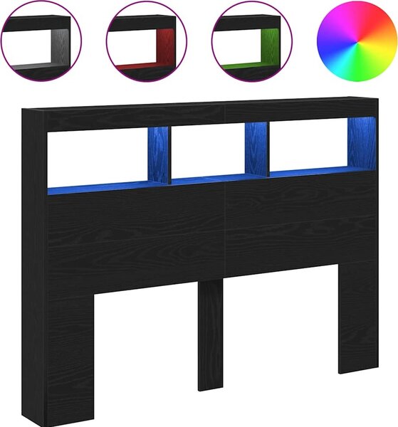 VidaXL Čelo postele s úložným prostorem a LED 140 x 17 x 102 cm [863130] Barva: Staré dřevo