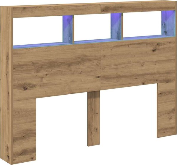 VidaXL Čelo postele s úložným prostorem a LED 140 x 17 x 102 cm [863130] Barva: Staré dřevo
