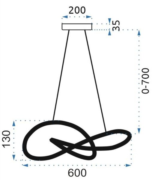 Toolight - LED závěsné svítidlo APP814-CP + dálkové ovládání, černá, OSW-04025