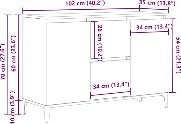 VidaXL Příborník 102 x 35 x 70 cm kompozitní dřevo [862597] Barva: Černý dub