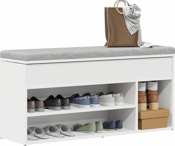 VidaXL Botník 102x30,5x45 cm kompozitní dřevo [859140] Barva: Bílá