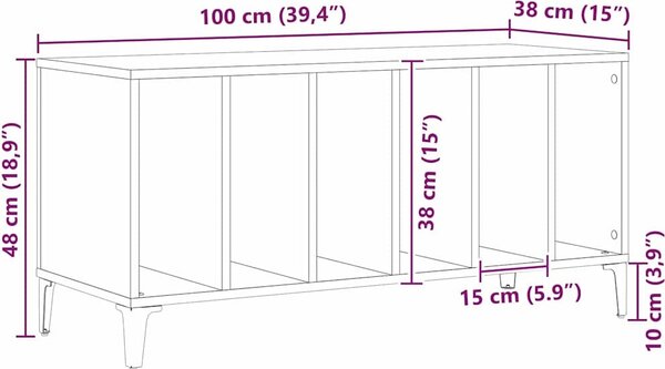 VidaXL Skříňka na LP desky 100x38x48 cm kompozitní dřevo [862869] Barva: Černý dub