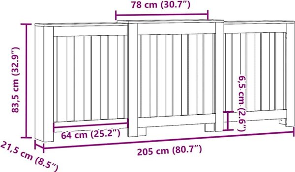 VidaXL Kryt radiátoru 205 x 21,5 x 83,5 cm [869227] Barva: dub artisan