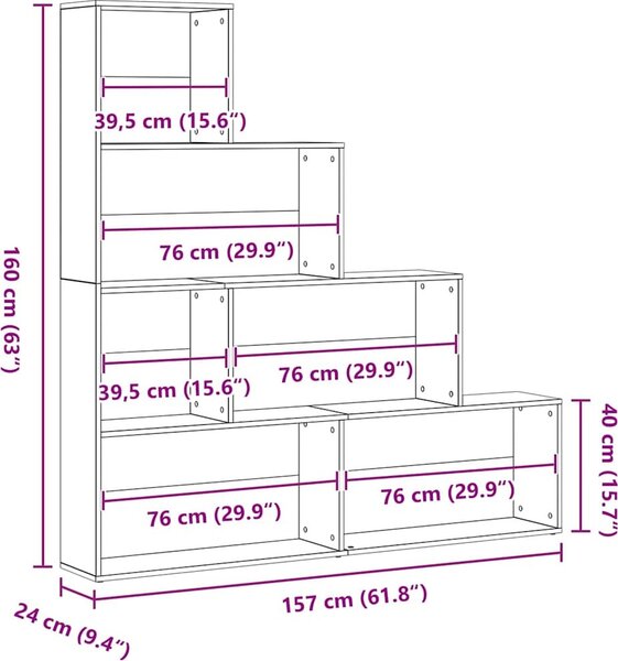 VidaXL Knihovna 155 x 24 x 160 cm [862441] Barva: Černá