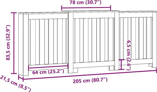 VidaXL Kryt radiátoru 205 x 21,5 x 83,5 cm [869227] Barva: dub artisan