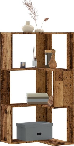 VidaXL Rohová 3patrová knihovna 50 x 50 x 102 cm kompozitní dřevo [868050] Barva: dub