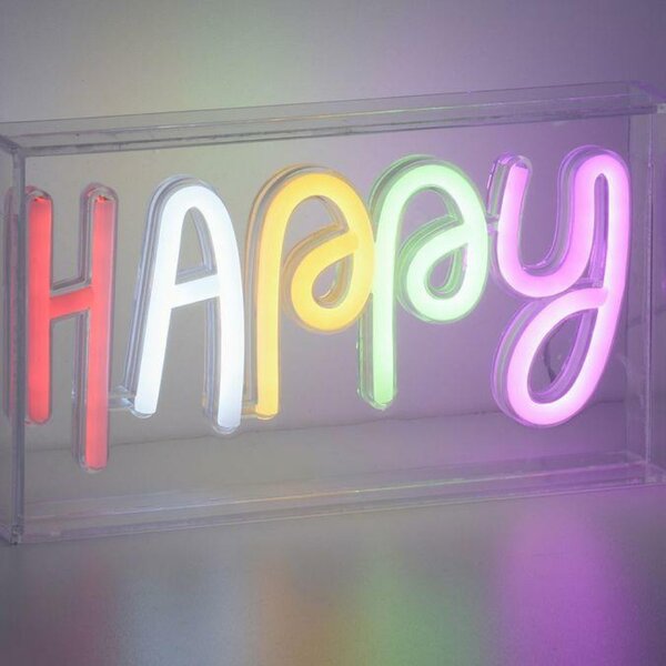LEUCHTEN DIREKT is JUST LIGHT LED nástěnné svítidlo nápis HAPPY vícebarevné USB vypínač dekorativní LD 85027-70