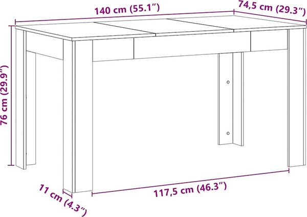 VidaXL Jídelní stůl 140 x 74,5 x 76 cm kompozitní dřevo [862053] Barva: Černý dub