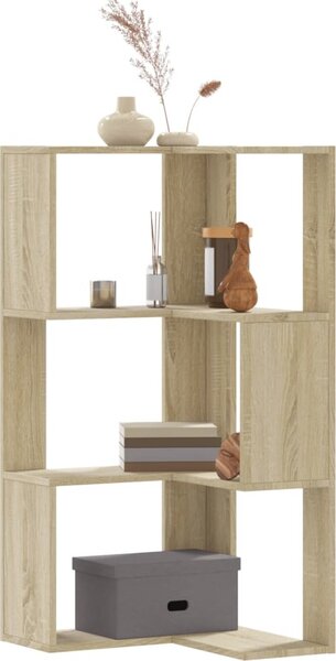 VidaXL Rohová 3patrová knihovna 50 x 50 x 102 cm kompozitní dřevo [868050] Barva: dub