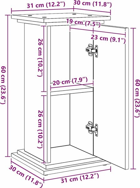 VidaXL Výstavní stojan s úložným prostorem 31x30x60 cm [869246] Barva: Černý dub