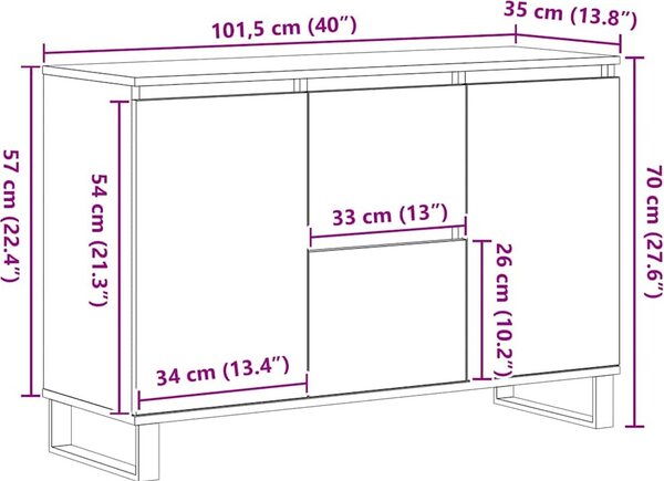 VidaXL Příborník 101,5 x 35 x 70 cm kompozitní dřevo [862935] Barva: Černý dub