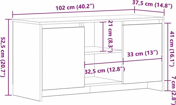 VidaXL TV skříňka 102 x 37,5 x 52,5 cm kompozitní dřevo [862707] Barva: Bílá