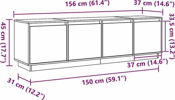 VidaXL TV skříňka 156 x 37 x 45 cm masivní borové dřevo [869994] Barva: Voskově hnědá