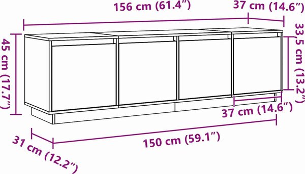 VidaXL TV skříňka 156 x 37 x 45 cm masivní borové dřevo [869994] Barva: Voskově hnědá
