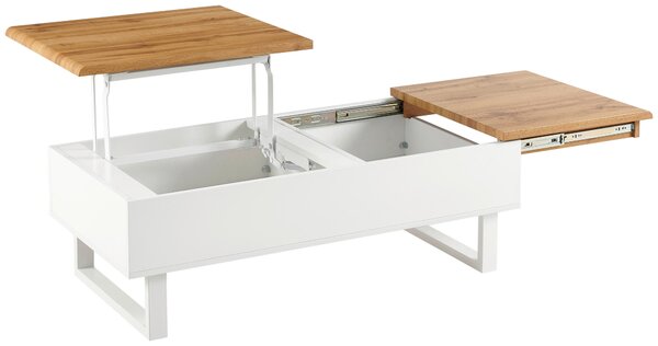 KONFERENČNÍ STOLEK, bílá, barvy dubu, kov, kompozitní dřevo, 120/60/40-65 cm Livetastic, Online Only