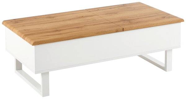 KONFERENČNÍ STOLEK, bílá, barvy dubu, kov, kompozitní dřevo, 120/60/40-65 cm Livetastic, Online Only