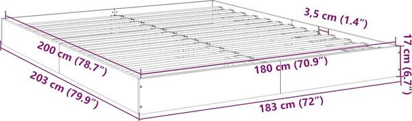 VidaXL Rám postele bez matrace 180x200cm Dřevěné konstrukce [842002] Barva: Bílá