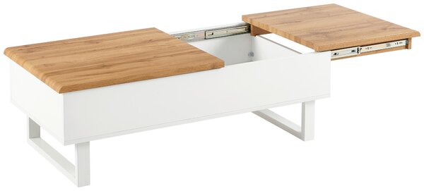KONFERENČNÍ STOLEK, bílá, barvy dubu, kov, kompozitní dřevo, 120/60/40-65 cm Livetastic, Online Only