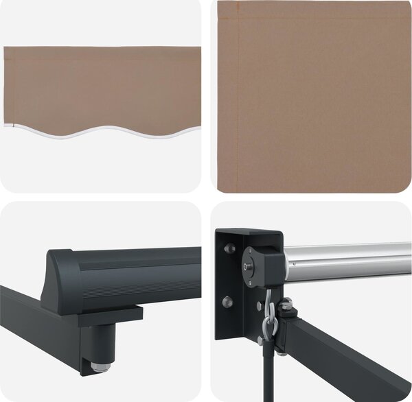 VidaXL Zatahovací markýza modrá a bílá 3 x 2,5 m textil a hliník [3425864] Barva: Taupe (antracitový rám)