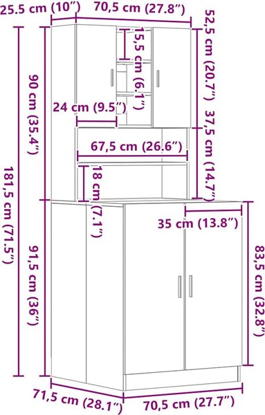VidaXL Skříňka nad pračku kompozitní dřevo [3332516] Barva: Černý dub