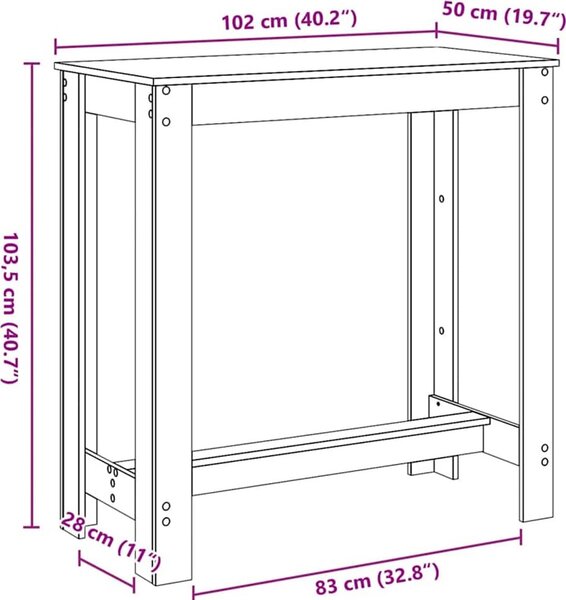 VidaXL Barový stůl 102 x 50 x 103,5 cm kompozitní dřevo [868079] Barva: Bílá
